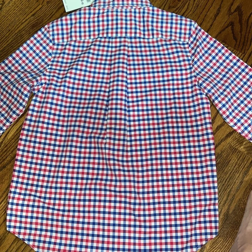 Ralph Lauren boys long sleeved performance Oxford shirt red & blue gingham M&L